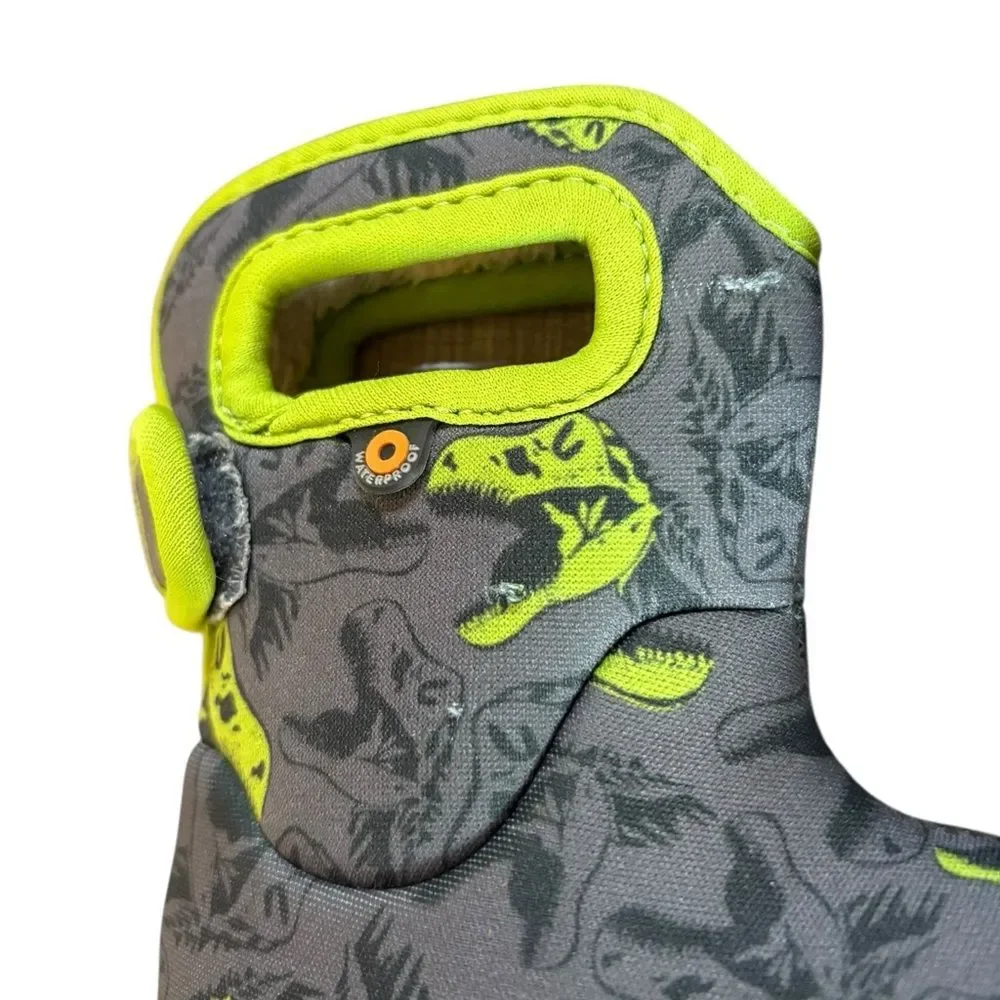 Bogs Cool Dino Print Boots Baby Size 4 Gray and Green